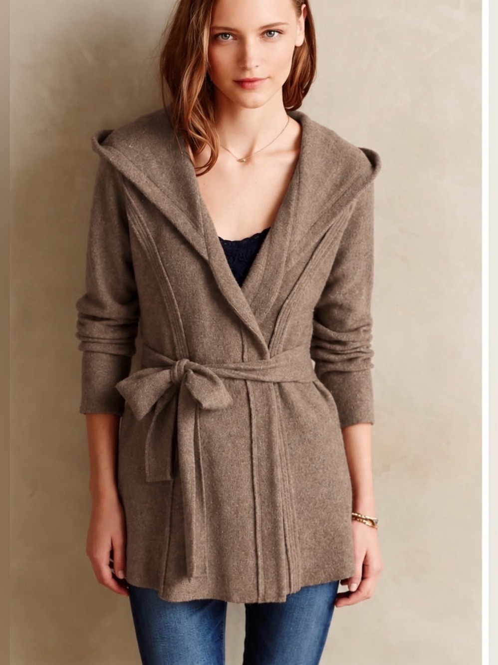 Anthropologie Rosie Neira Boiled Wool Wrap Tie jacket Sz M